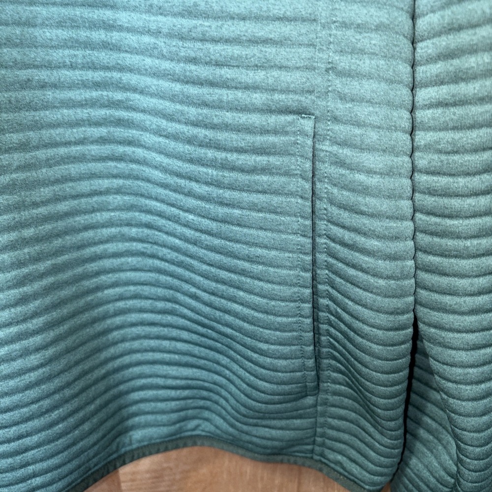 L.L. Bean Airlight Knit Pullover Men's Large Green Snap Mock Neck Quilted - Picture 2 of 9